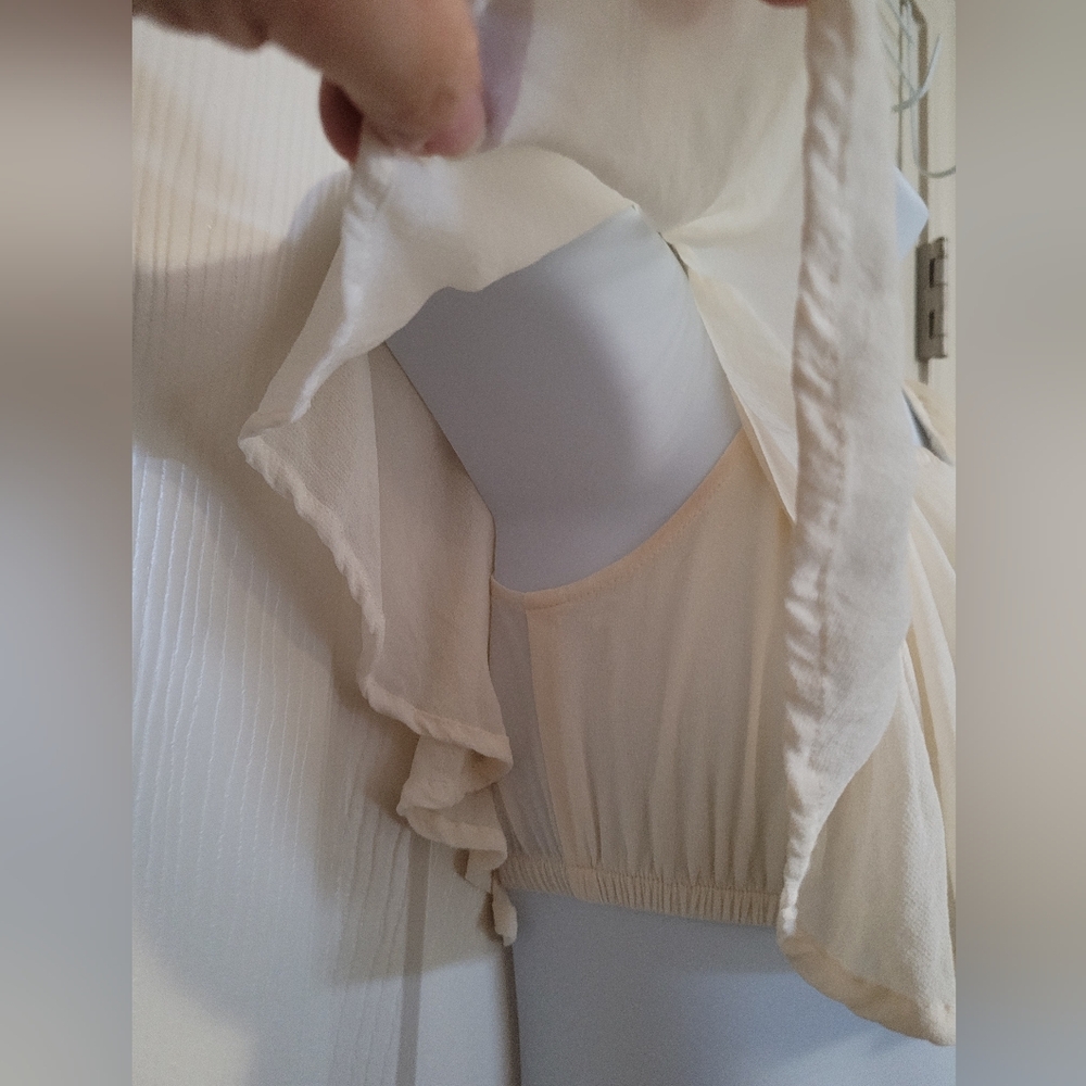 Reformation Flutter Crop Top - Cream, Sz XS - EUC - Picture 4 of 10